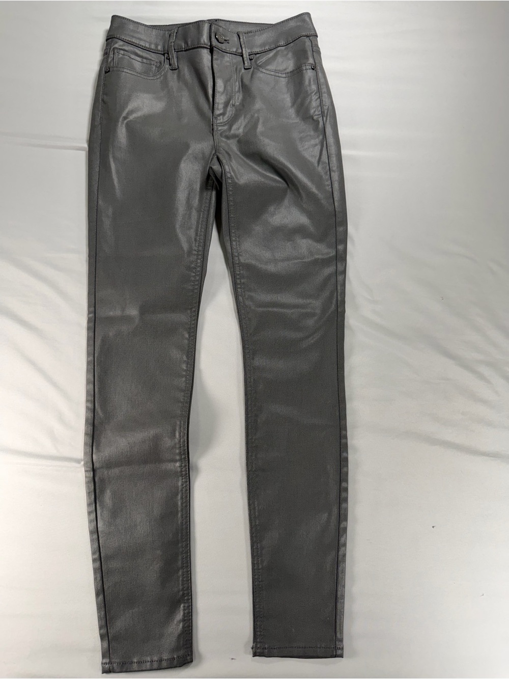 White House Black Market High Rise Coated Skinny Jeans Gray 00S #1086